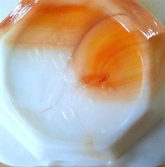 Akro Agate Leaf Orange & White Swirl Glass 3″ Square Ashtray