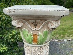 Vintage 20th C Plaster Neoclassical Jardiniere Pedestal Stand 9 Muses Garden Art