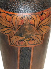 Very Large Art Nouveau Pokerwork Vase Signed Howe — 41 cm High