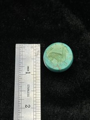 Ancient Near Eastern Sassanid Sasanian Turquoise Intaglio Seal Stamp Dome Bead