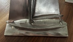 Vintage Rare Pair of Ovington’s New York Metal Sailboats 10” Cast Model