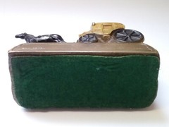 Vintage Painted Cast Aluminum Horses & Stagecoach Bookend Doorstop Carriage