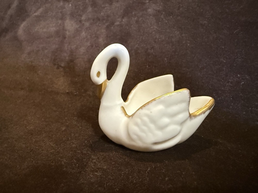 Limoges Swan Gold Trim Hand Painted France 2.5 X 2”