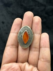 Beautiful Silver Old Afghanistan Unique Ring With Natural Carnelian Stone
