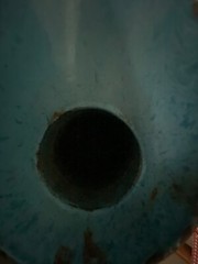 Vintage French Enamelware Body Bath Pitcher Mottled Blue on Blue c. 1900-1940s
