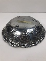 Arthur Court Bowl Aluminum Vtg Grapevine Serving Dish Small 8″ 1994 1990s Taiwan