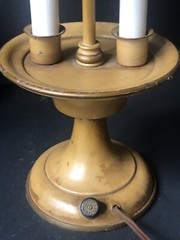 RARE! Vintage TOLE GOLD Tan Florentine Metal LAMP *Bouillotte Toleware Antique