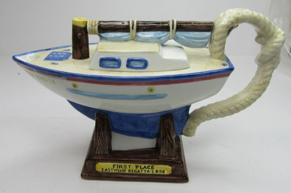 VTG Fitz and Floyd Omnibus Sailboat Teapot “Eastwind Regatte” 1996
