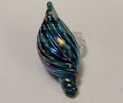 97” Iridescent Kevin Fulton Studio Art Glass Sea Shell Ocean Blue color-Signed
