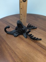 Vintage Black Cast Metal Moose Head Coat Hat Wall Mount Hanger Hook Hunter Cabin