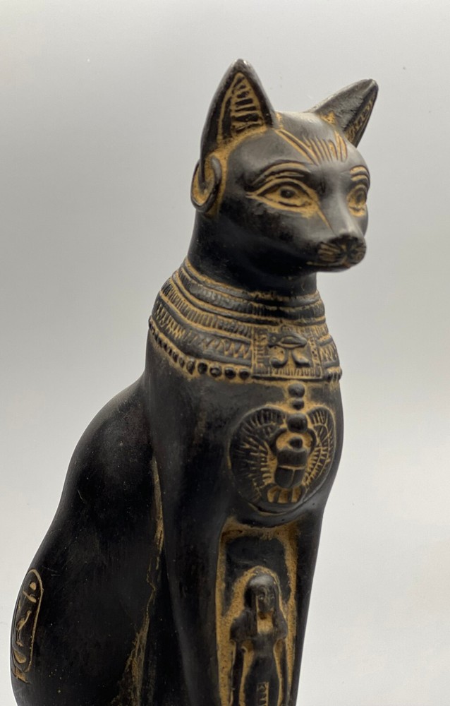 Ancient Egyptian Goddess Cat Bastet Sculpture Statue Egypt Basalt Stone