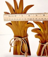 Set/ 2 Handmade Wood Hand Painted Country Folk Art Hay Stacks Fall Halloween 11″