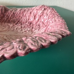 Medium Fitz & Floyd FF Pink Lettuce/Cabbage Leaf Serving Bowl