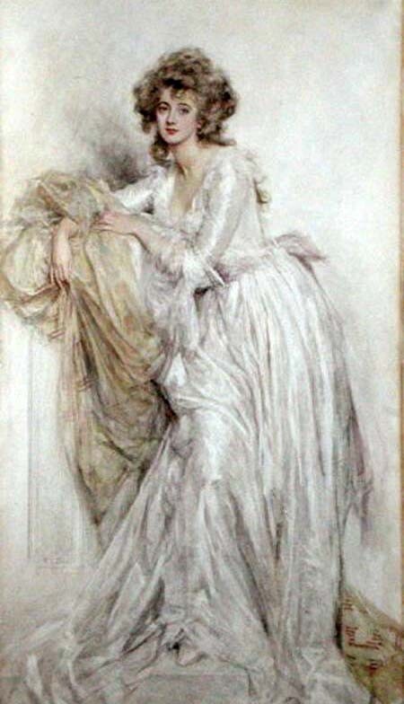 Oil painting Mary+L.+Gow-An+Edwardian+Lady beautiful young woman art