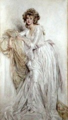 Oil painting Mary+L.+Gow-An+Edwardian+Lady beautiful young woman art