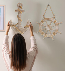 Baja Beach Wall Decor Anchor and Ship Wheel Set – Handmade and Crafted Wooden An