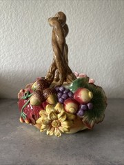 Fitz & Floyd Classic Autumn Splendor Basket Pumpkin Sunflowers Leaves Acorn