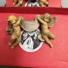 Vintage 1980’s Fontanini Italy Cherubs w/ Banner in Original Packaging Lot of 2