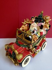 FITZ & FLOYD 2015 Santa Classic Car Musical Wind Up Holiday Decoration VIDEO