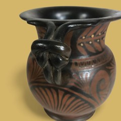 Ancient Greek Apulian Red-Figure Ceramic Olpe Wine Jug, 4th Century B.C.
