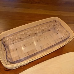 Longaberger RARE Natural Light Stain Bread Basket W/Hard Protector And Lid -MINT