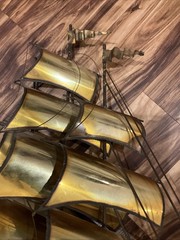 VINTAGE LARGE DEMOTT SHIP SCULPTURE HANDMADE MODERNIST SAIL SHIP SIGNED ORIGNAL
