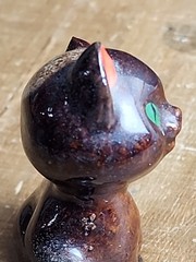 Small Mini Vintage Ceramic Cat Kitten Miniature Brown Orange Ears 2” Unbranded