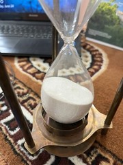 vintage maritime brass sand timer hourglass with sundial compass on top
