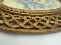 Homco Gold Lattice Frame Fran Anderson Vintage Floral Print Cottagecore Frame