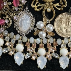 Framed Rhinestone & Faux Pearl Angel Jewelry Collage Wall Decor Art
