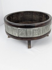 Norwegian Wooden Ale Bowl Norway Viking Vessel Trinket Candle Tray Metal Stamped
