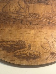Antique Arts Crafts Flemish Art Pyrography Wood Wall Plaque Nouveau Scene 18 In
