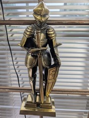 Medieval Knight Cast Metal Decor VTG Japan