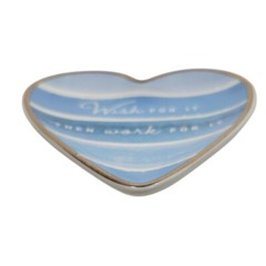 Demdaco Art Hearts Wish For It Then Work For It Ceramic Trinket Dish Graduation