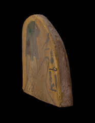 Authentic Ancient Egyptian Antiques Painted Horus Falcon Wooden Stela Figure BC