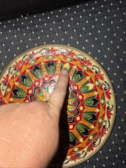 Vintage Greek Byzantine Cloisonné Mosaic Enameled Bronze Wall Plate 7 5/8″