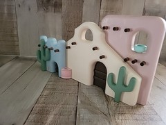 Southwest Diorama Adobe House Cactus Woodcraft Hanging Wall Art Home Interiors