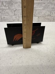 Folk Art Toleware Tin Napkin Or Letter Mail Holder Vintage Art Deco