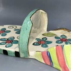 Diane Husson Ceramic Wall Hanging Flip Flop Shelf/ Tealight Holder 10.5”Tx4.75”W