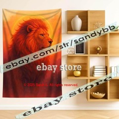 Fire Lion Spirit Tapestry 3D relief look Wall Art fantasy decor 39X59 in