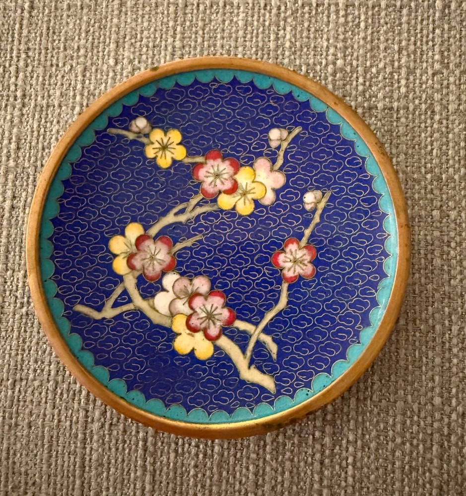 Vintage 1900-1940 Cloisonne Trinket Dish 4″D Peoples Republic of China