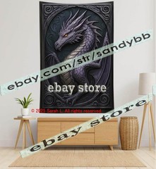 Purple Dragon Relief Tapestry 3D look Wall Art fantasy decor 39X59 in