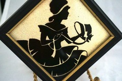 Pair 1940 Reliance Flat Glass Silhouette Gold Silver Foil