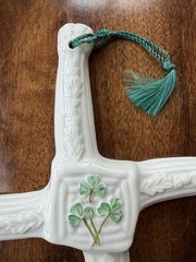 Belleek St Brigid’s Day Cross Ireland Wall Hanging Ornament Shamrock Signed