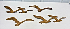 4 VTG HOMCO Home Interiors Seagulls 1981 Faux Wood Wall Art Plaques Flying Bird