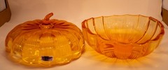 Marquis By Waterford Crystal 8″ Orange Pumpkin Candy Dish/Bowl Made In Germany
