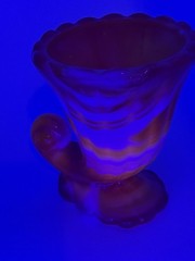 GLOWS Vintage Akro Agate Imperial Orange & White Slag Cadmium Toothpick Holder