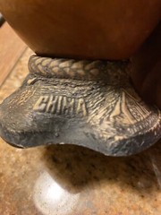 MUST SEE 6” Gourd Vase With Intense Carved Resin Base Horse Bull Cow Western