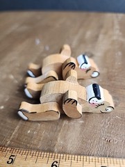 Small Mini Vintage Wooden Bears Miniature 2” Unbranded Hand Painted Lot Of 2