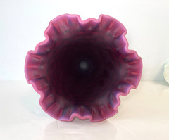 RARE Signed Fenton Deep Plum Satin Finish Hobnail 8″ Trumpet Vase